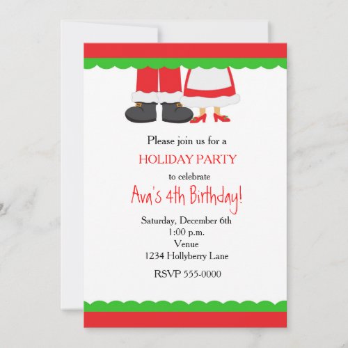 Christmas Holiday Santa MrsClaus Party Invitation