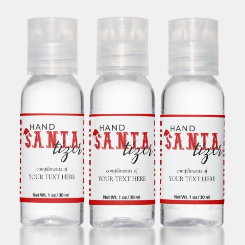 Christmas Holiday Santa Red Candycane Party Favors Hand Sanitizer