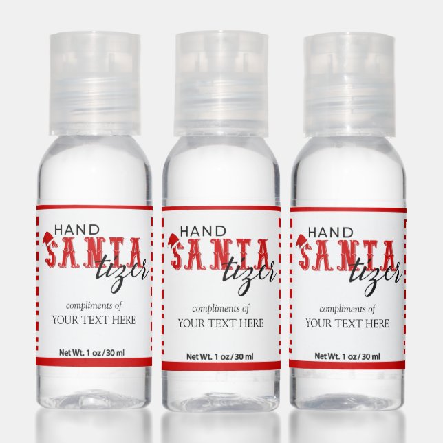 Christmas Holiday Santa Red Candycane Party Favors Hand Sanitizer (Set)