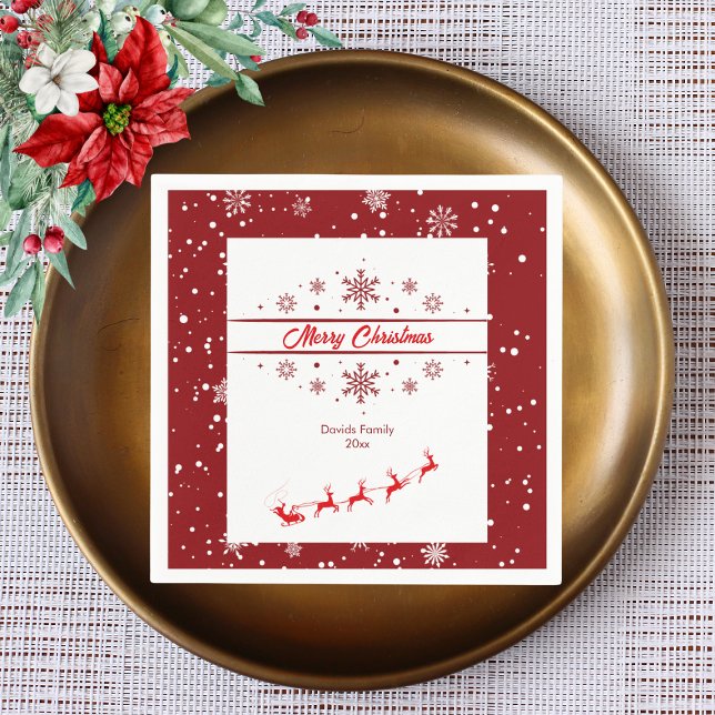 Christmas Holiday Santa Sleigh | Snowflakes Napkins (Creator Uploaded)
