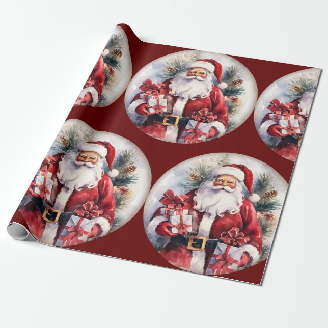 Christmas Holiday Santa Wrapping Paper (Unrolled)