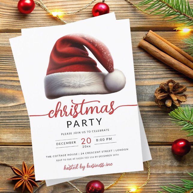 Christmas Holiday Santa's Hat Company Xmas  Invitation (Christmas Holiday Santa's Hat Company Xmas Invitation)