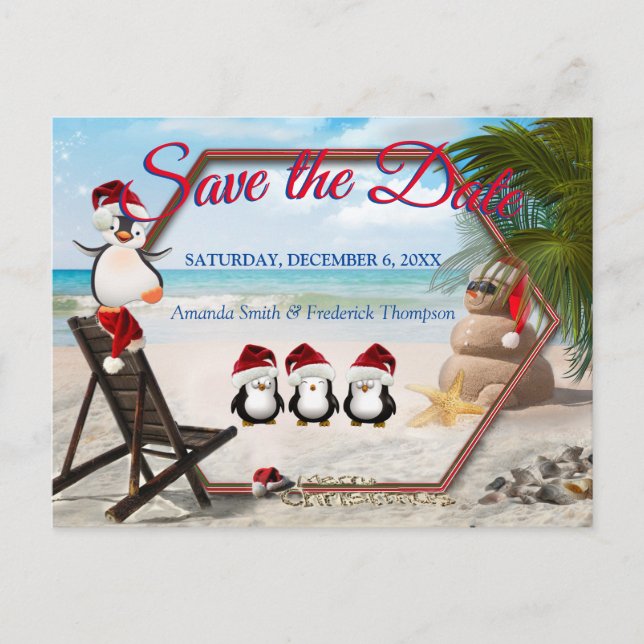 Christmas Holiday Save the Date Announcement Postcard (Front)