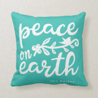 Christmas Holiday Saying Peace Throw Pillow