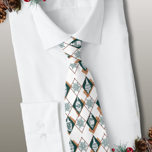 Christmas Holiday Scandinavian Red Green Pattern Neck Tie