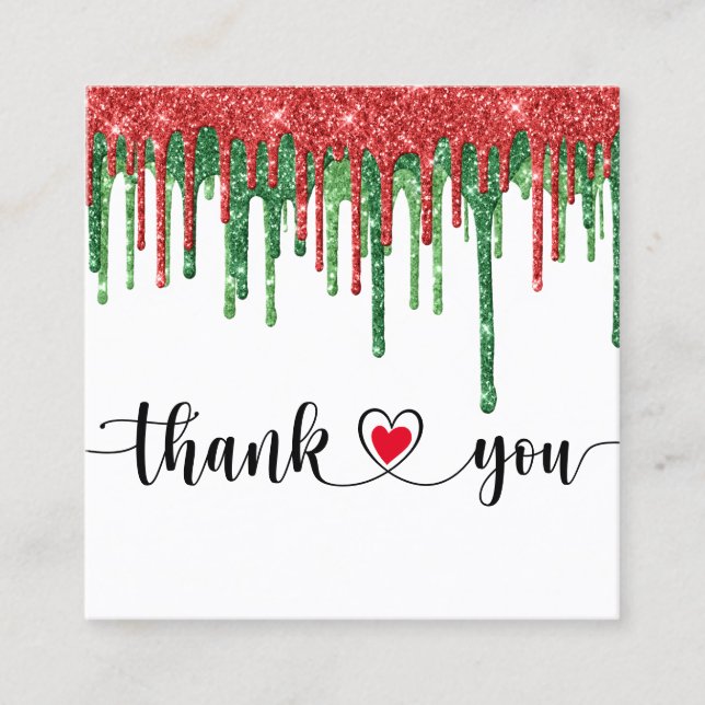 christmas holiday script thank you for your order square business card (Front)
