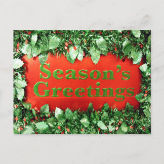 Christmas Holiday Seasons Greetings Glitter Holly