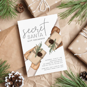 Christmas Holiday Secret Santa Gift Exchange Party Invitation