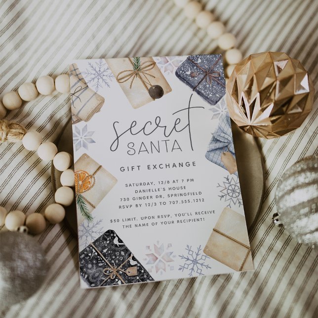 Christmas Holiday Secret Santa Gift Exchange Party Invitation (Creator Uploaded)