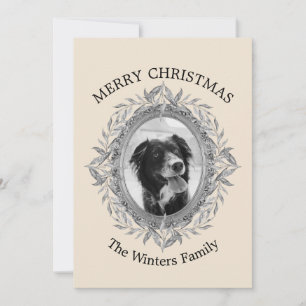 Christmas Holiday Silver Frame Photo Card