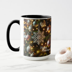 Christmas Holiday Silver Snowflake Ornaments  Mug
