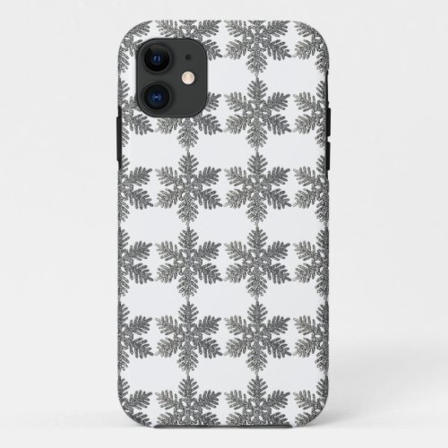 Christmas Holiday Silver Snowflake Star Design iPhone 11 Case