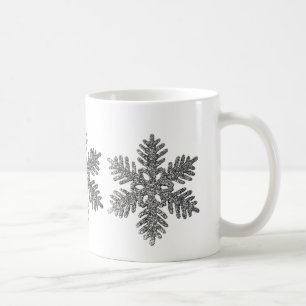 Christmas Holiday Silver Snowflake Star Design Coffee Mug