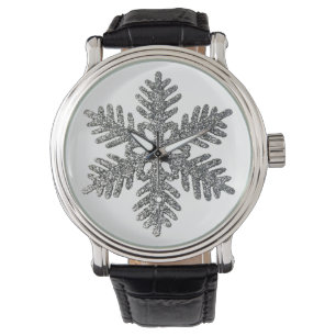 Christmas Holiday Silver Snowflake Star Design Watch