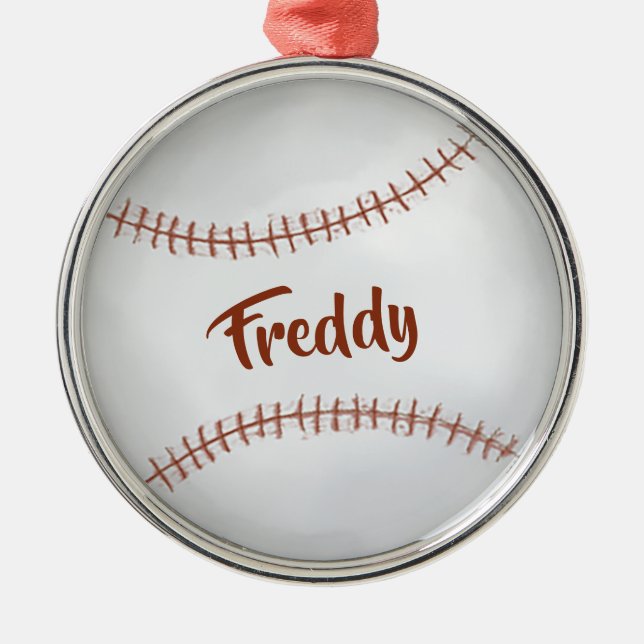 Christmas Holiday Simple Baseball Sports Athlete Metal Ornament (Front)
