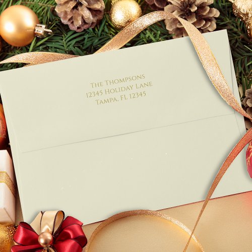 Christmas Holiday Simple Elegant Gold Festive Envelope