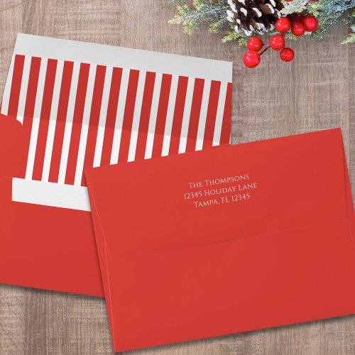 Christmas Holiday Simple Elegant Red Striped Envelope