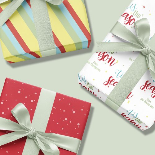 Christmas Holiday Simple Festive Tis the Season  G Wrapping Paper Sheets