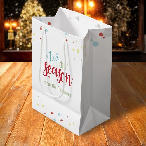 Christmas Holiday Simple Festive Tis the Season Medium Gift Bag