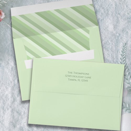 Christmas Holiday Simple Green Festive Stripes Envelope