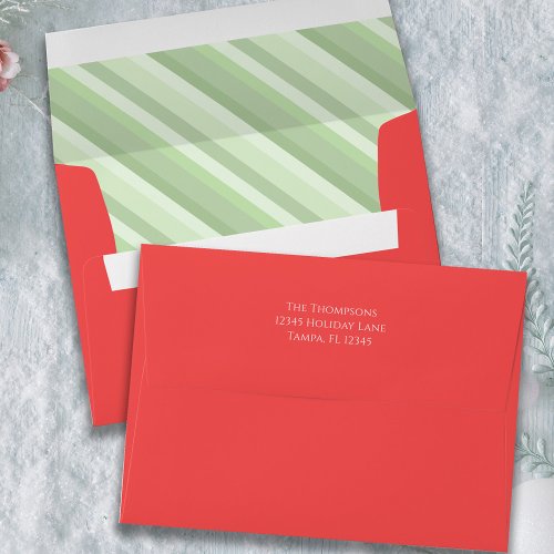 Christmas Holiday Simple Green Red Festive Stripes Envelope
