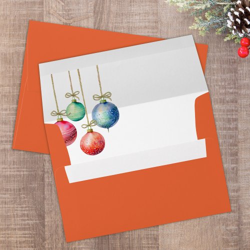 Christmas Holiday Simple Ornaments Orange Envelope