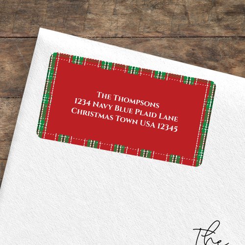 Christmas Holiday Simple Red Green Festive Plaid Label