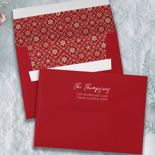Christmas Holiday Simple Red Green Snowflake  Envelope