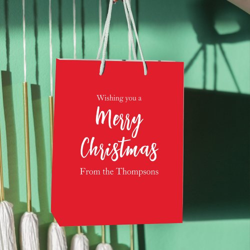 Christmas Holiday Simple Red Minimalist Cute  Medium Gift Bag