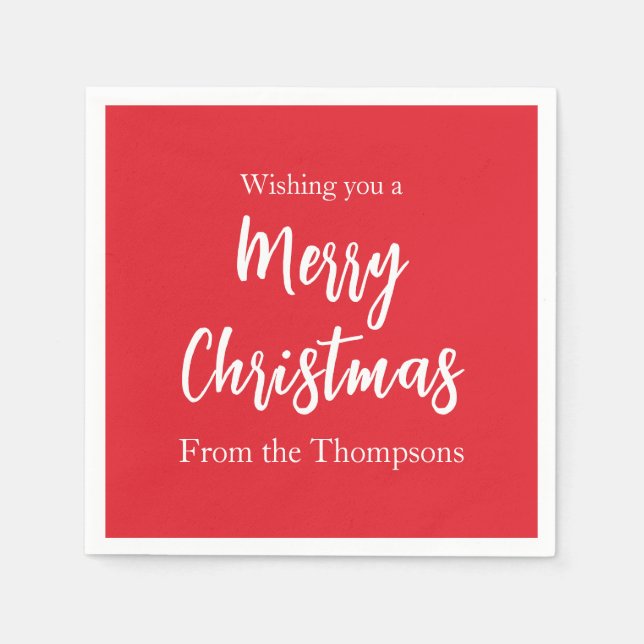 Christmas Holiday Simple Red Minimalist Cute Napkins (Front)
