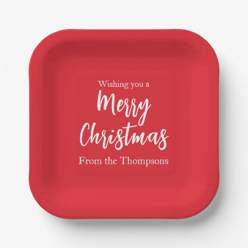 Christmas Holiday Simple Red Minimalist Cute Paper Plates