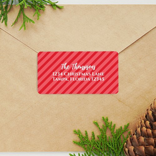 Christmas Holiday Simple Red Striped Minimalist  Label