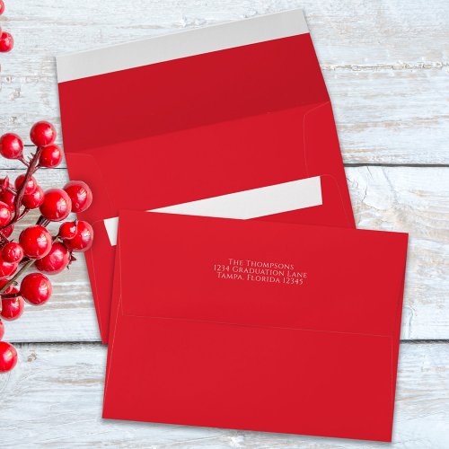 Christmas Holiday Simple Santa Red Return Address Envelope