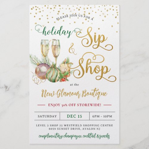 Christmas Holiday Sip and Shop Champagne Store  Flyer
