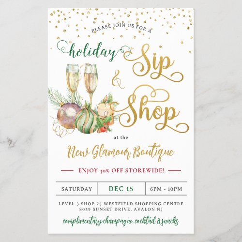 Christmas Holiday Sip and Shop Champagne Store  Flyer