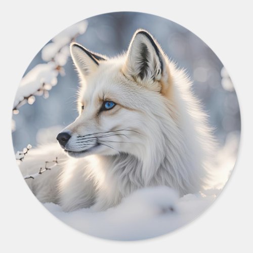 Christmas Holiday Snow Fox Wildlife Classic Round Sticker