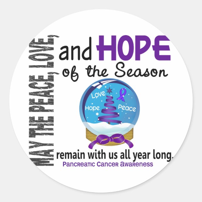 Christmas Holiday Snow Globe 1 Pancreatic Cancer Classic Round Sticker (Front)