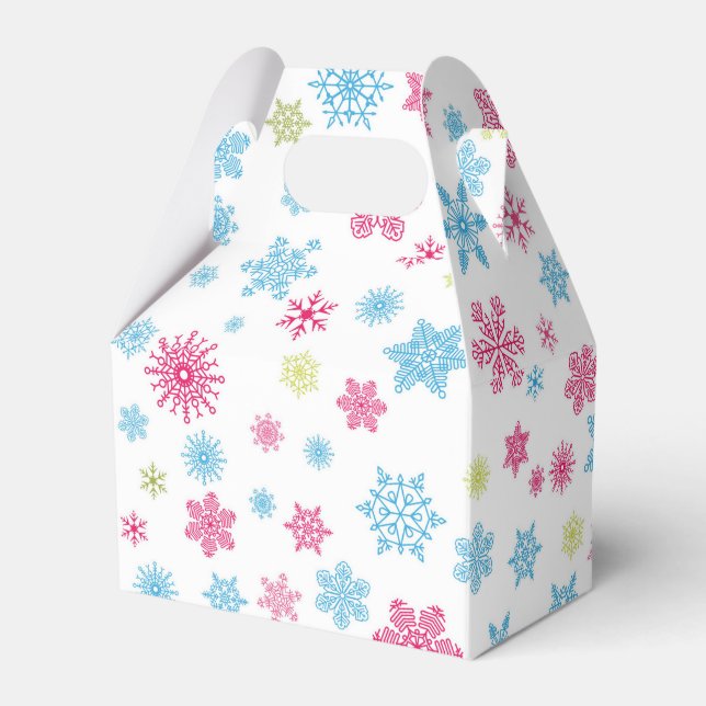 Christmas Holiday Snowflake Pattern Favor Boxes (Front Side)