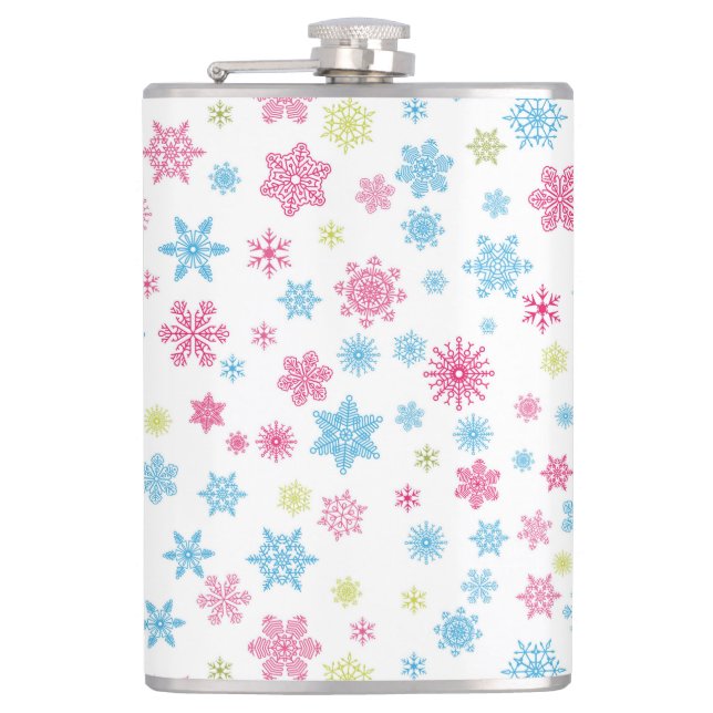 Christmas Holiday Snowflake Pattern Flask (Front)