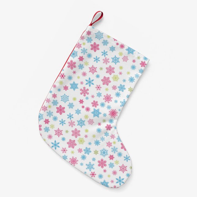 Christmas Holiday Snowflake Pattern Small Christmas Stocking (Front (Hanging))