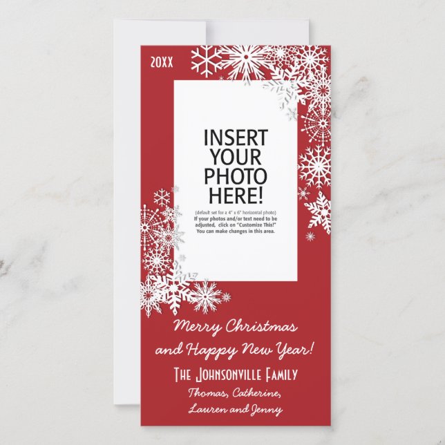 Christmas Holiday Snowflake - Red Card (Front)