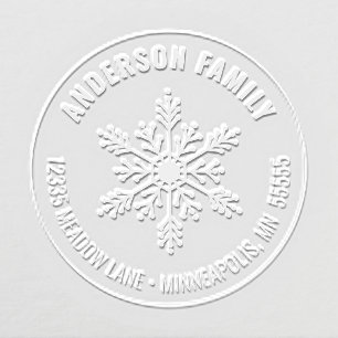 Christmas Holiday Snowflake Return Address Embosser