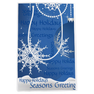 Christmas/ Holiday Snowflake, Snow Add Name Medium Gift Bag