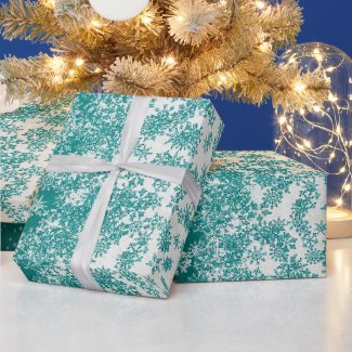 Christmas Holiday Snowflake Teal blue and White