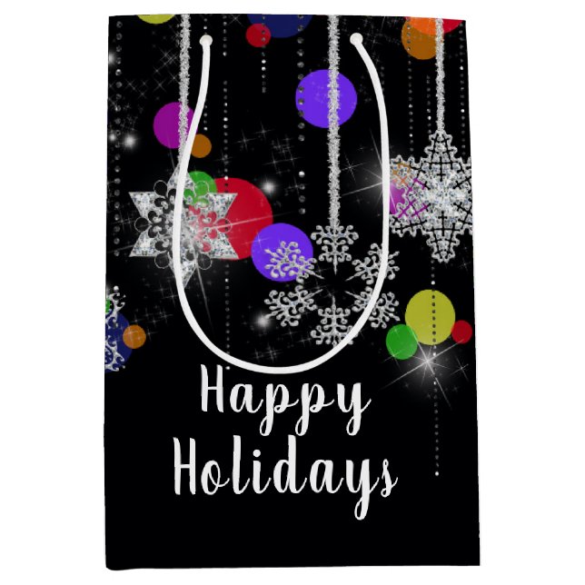 Christmas Holiday Snowflakes Medium Gift Bag (Front)