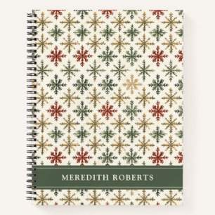 Christmas Holiday Snowflakes Pattern Personalized Notebook
