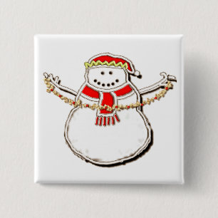 Christmas Holiday Snowman Button