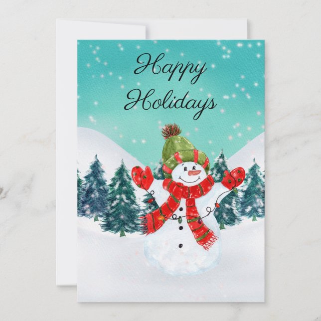 Christmas Holiday Snowman Happy Holidays Card (Front)