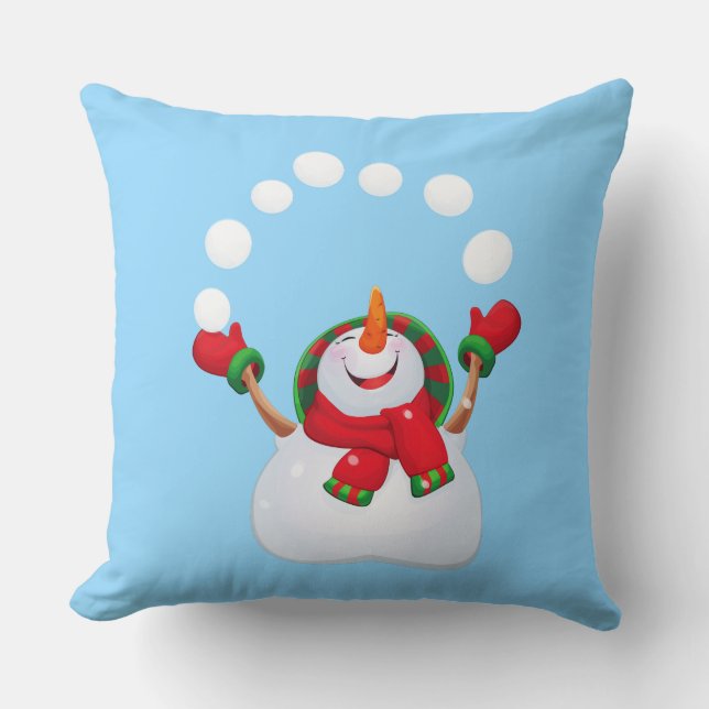 Christmas Holiday Snowman Pillow (Front)
