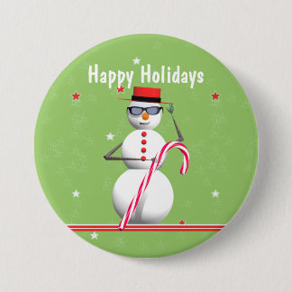 Christmas Holiday Snowman Pinback Button
